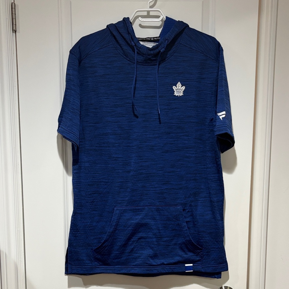 Toronto maple leafs Blue Hooded Short-Sleeve Athletic Shirt